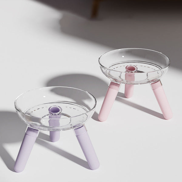 HKM-0311613 Anti-Knock Transparent Glass Pet Feeding Bowl for Cats and Dogs - Stable Design, Available in Multiple Colors