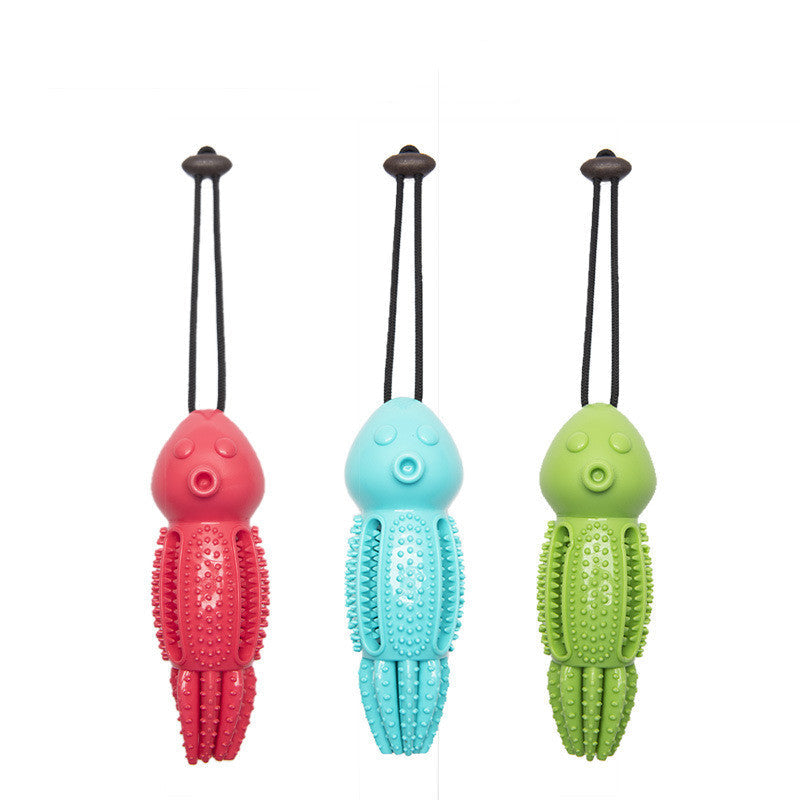 HKM-0312253 Molar Cleaning Octopus Toy for Dogs - Pet Dental Care Device in Red, Blue, Green