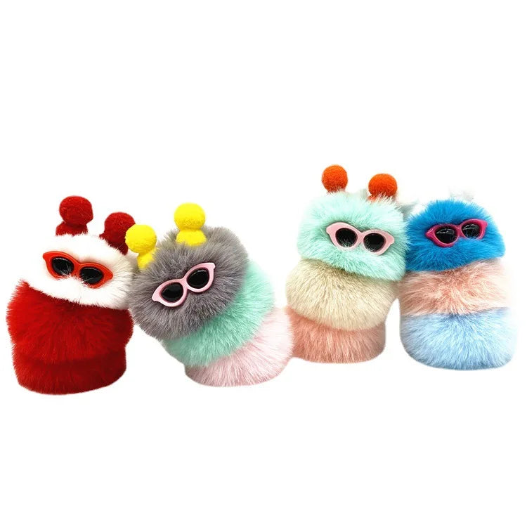 HKM-031251 Cute Plush 3D Cartoon Keychain in Candy Colors for Bags and Keys
