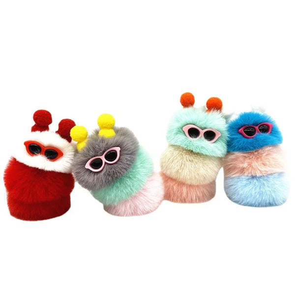 HKM-031251 Cute Plush 3D Cartoon Keychain in Candy Colors for Bags and Keys