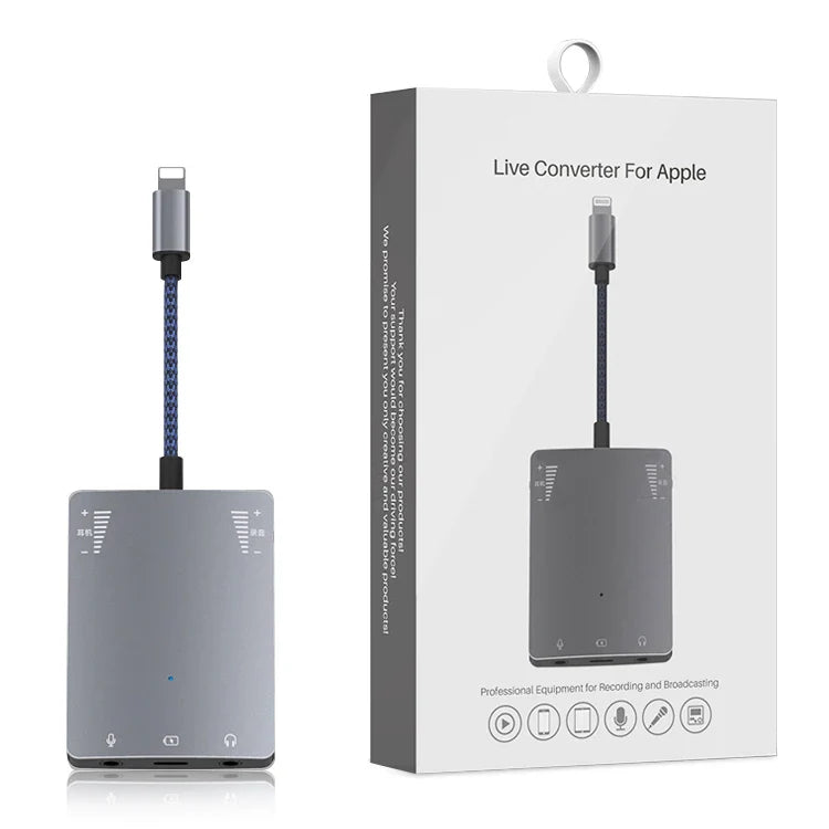 HKM-031315 Stereo Sound Card Live Streaming Adapter for Apple and Android, 2-in-1 Type-C Broadcast Converter