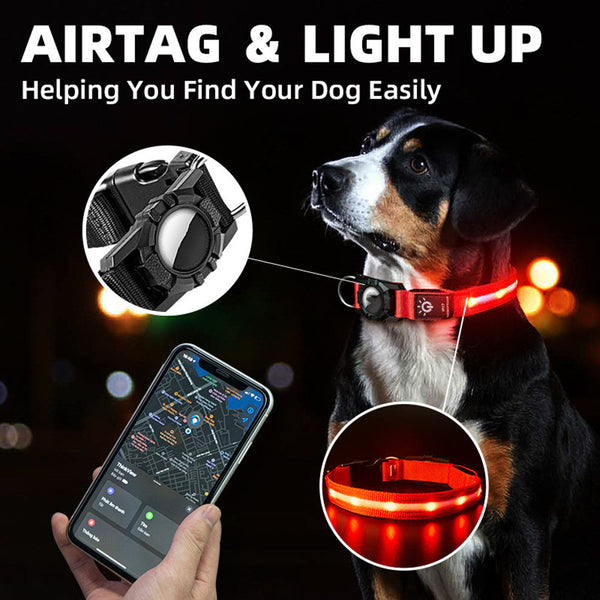 HKM-0313405 Waterproof Nylon Pet Collar with LED Light Beads - Multiple Colors and Sizes Available