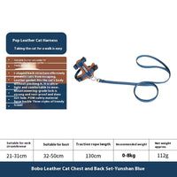 HKM-0314045 Cat Chest and Back Harness Leash Set - Reflective Nylon Options in Various Colors