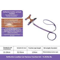 HKM-0314045 Cat Chest and Back Harness Leash Set - Reflective Nylon Options in Various Colors