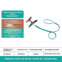 HKM-0314045 Cat Chest and Back Harness Leash Set - Reflective Nylon Options in Various Colors