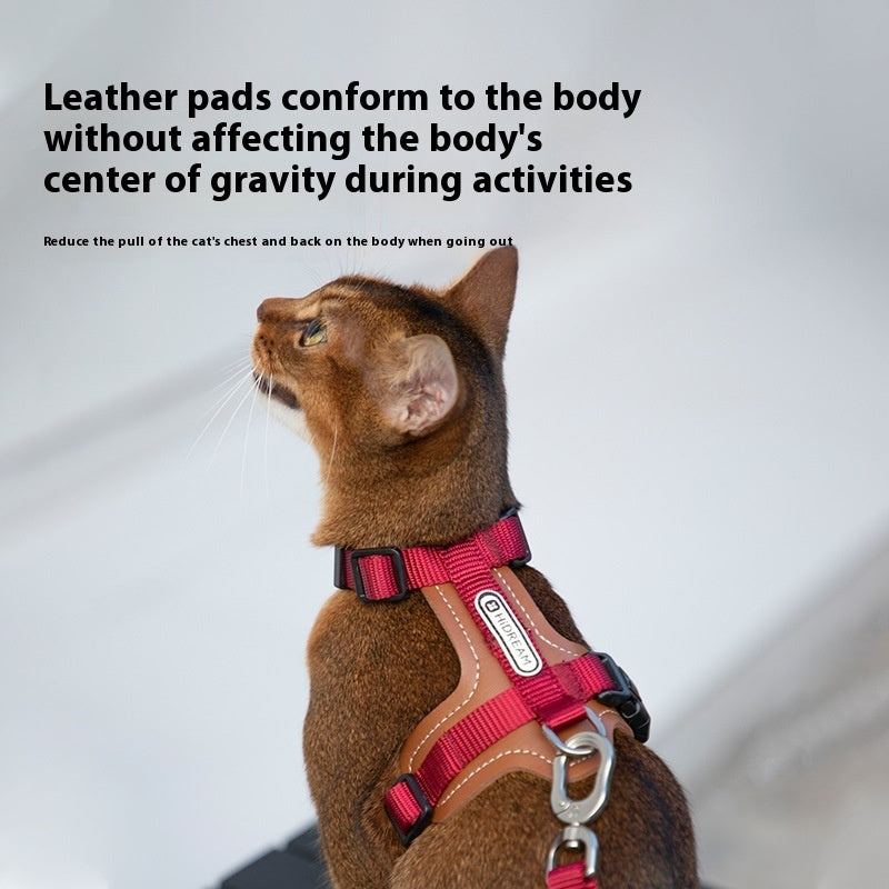 HKM-0314045 Cat Chest and Back Harness Leash Set - Reflective Nylon Options in Various Colors