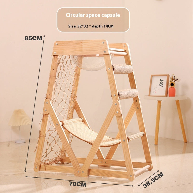 HKM-0314685 Sisal Cat Scratching Column and Climbing Frame with Solid Wood Design