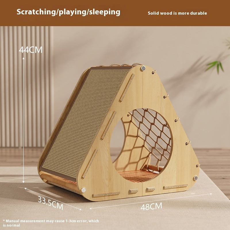 HKM-0314685 Sisal Cat Scratching Column and Climbing Frame with Solid Wood Design