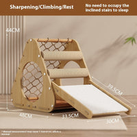 HKM-0314685 Sisal Cat Scratching Column and Climbing Frame with Solid Wood Design