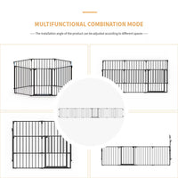 HKM-0315069 Durable Metal Shopping Basket Set with Storage Fence - 8 Piece, Black