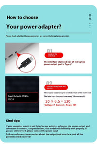 HKM-031635 130W Type-C Laptop Charger Power Adapter 20V 6.5A Fast Charging, Compact Design