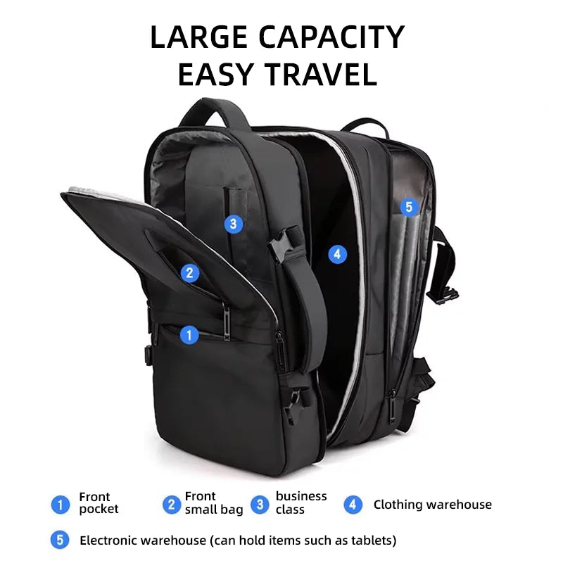 HKM-031635 Waterproof 17-Inch Laptop Backpack with Custom Logo Space and Multiple Compartments