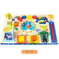 HKM-031699 Montessori Wooden Space Busy Board for Early Learning and Sensory Play