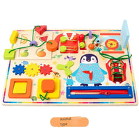 HKM-031699 Montessori Wooden Space Busy Board for Early Learning and Sensory Play
