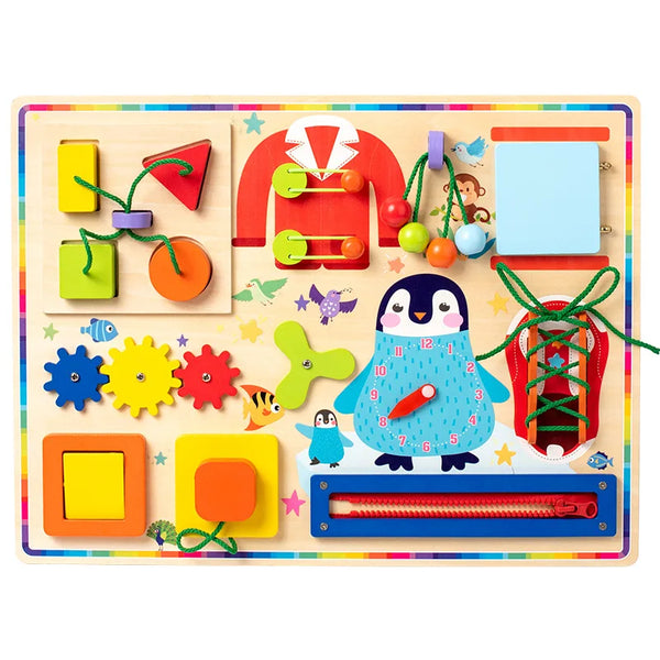 HKM-031699 Montessori Wooden Space Busy Board for Early Learning and Sensory Play