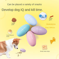 HKM-0318653 Durable Silicone Dog Toy for Boredom Relief with Rugby Shape and Food Dispensing Features