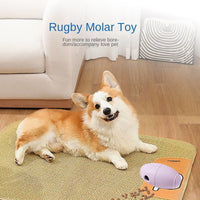 HKM-0318653 Durable Silicone Dog Toy for Boredom Relief with Rugby Shape and Food Dispensing Features