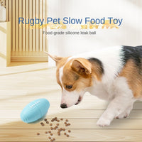 HKM-0318653 Durable Silicone Dog Toy for Boredom Relief with Rugby Shape and Food Dispensing Features