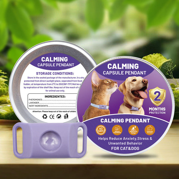 HKM-0319165 Pet Calm Anti-Stress Buckle for Dogs and Cats with Soothing Capsules and Silicone Stabilization Rings - Purple and Green Options Available