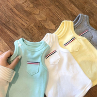 HKM-0319549 Casual Cotton Vest for Small Dogs in Yellow, Gray, and Green - Various Sizes Available