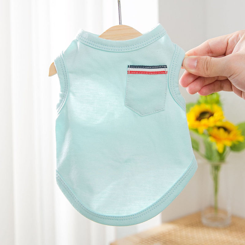 HKM-0319549 Casual Cotton Vest for Small Dogs in Yellow, Gray, and Green - Various Sizes Available