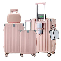 HKM-031955 Durable 4-Wheel Soft Shell Luggage Travel Set Trolley Suitcase with Wheels