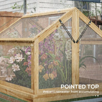 HKM-0320829 Wooden Raised Garden Bed with Polycarbonate Greenhouse, 35.5" x 31.5" x 36", Natural Finish