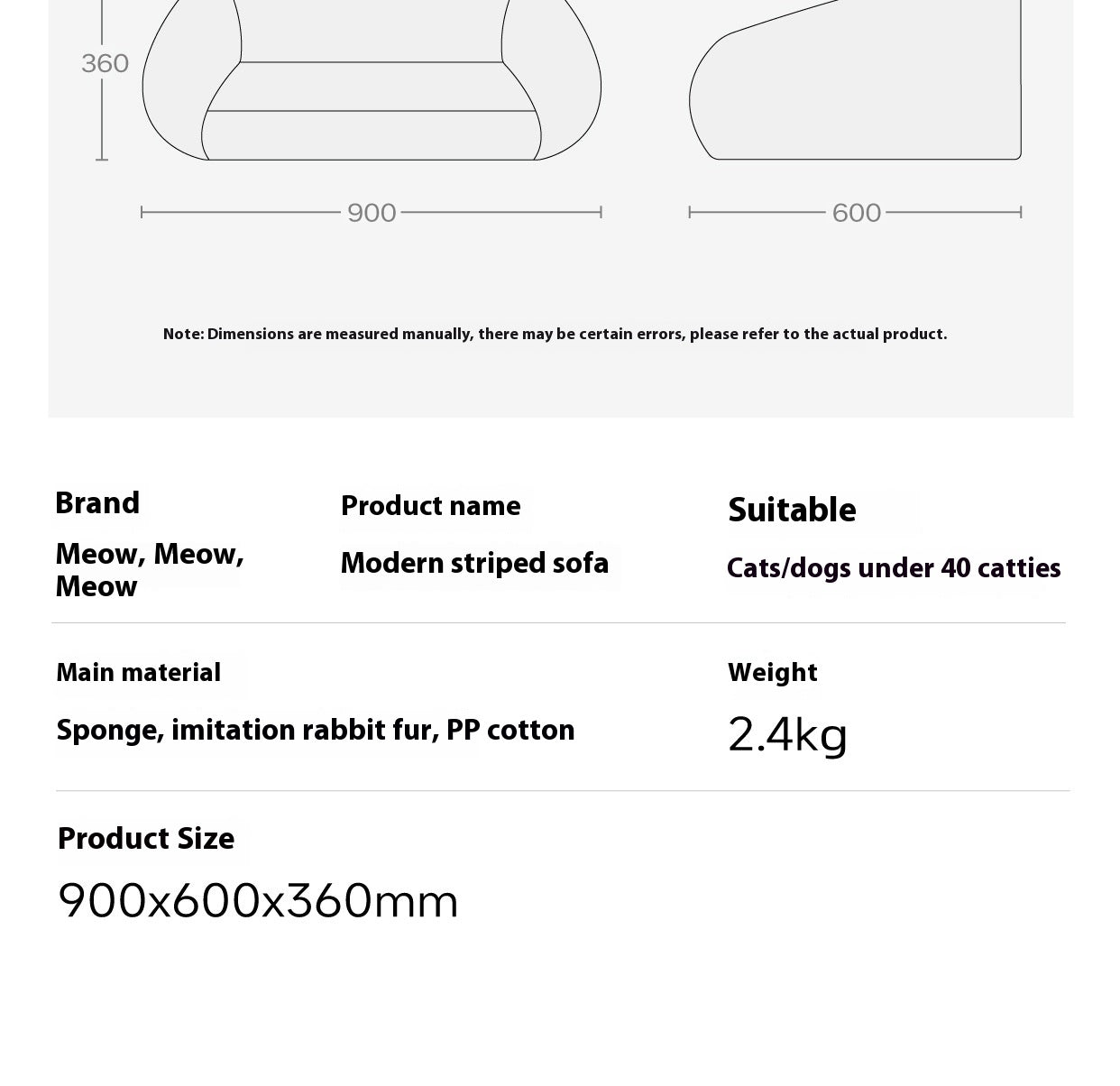 HKM-0321213 Cozy Removable and Washable Cat and Dog Sofa Nest Bed with Memory Foam and Moisture-Proof Base