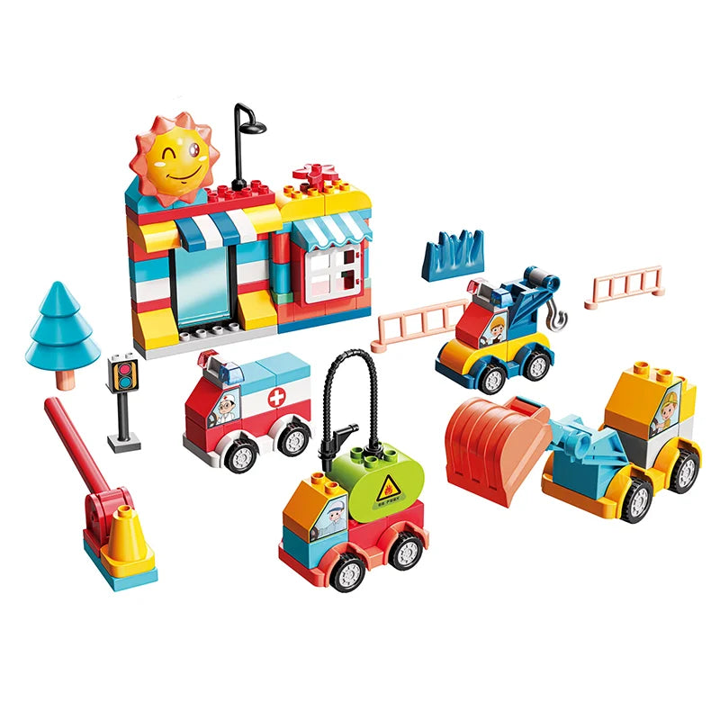 HKM-032147 DIY Assembly 135-Piece Building Block Set for Kids - Modern City Car Toy