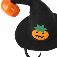 HKM-0321981 Pet Cat Pumpkin Hat for Halloween - Adjustable Cloth Headgear with Embossed Design