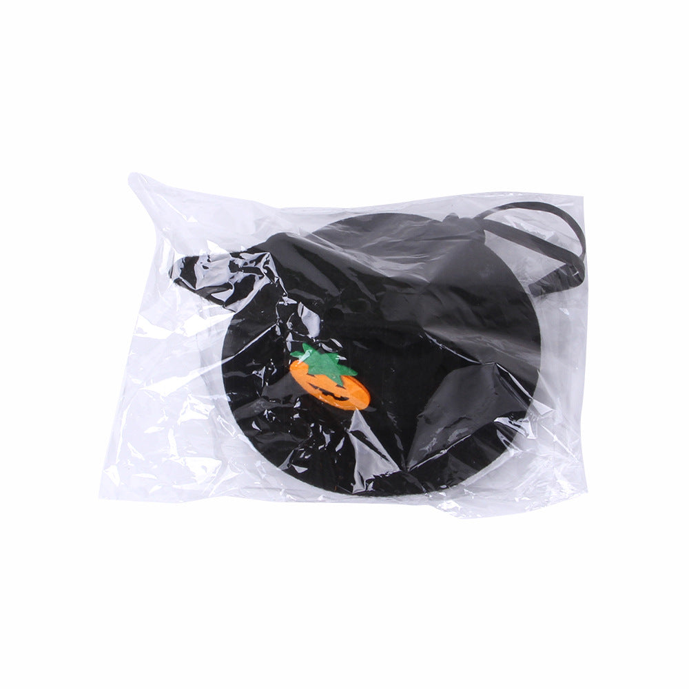 HKM-0321981 Pet Cat Pumpkin Hat for Halloween - Adjustable Cloth Headgear with Embossed Design