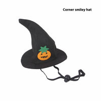 HKM-0321981 Pet Cat Pumpkin Hat for Halloween - Adjustable Cloth Headgear with Embossed Design