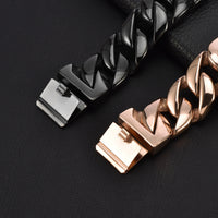 HKM-0326717 Stainless Steel Dog Leash in Rose Gold and Black - 32MM Wide, Adjustable Lengths for Medium and Large Dogs
