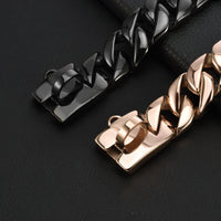 HKM-0326717 Stainless Steel Dog Leash in Rose Gold and Black - 32MM Wide, Adjustable Lengths for Medium and Large Dogs