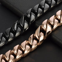 HKM-0326717 Stainless Steel Dog Leash in Rose Gold and Black - 32MM Wide, Adjustable Lengths for Medium and Large Dogs