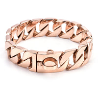 HKM-0326717 Stainless Steel Dog Leash in Rose Gold and Black - 32MM Wide, Adjustable Lengths for Medium and Large Dogs