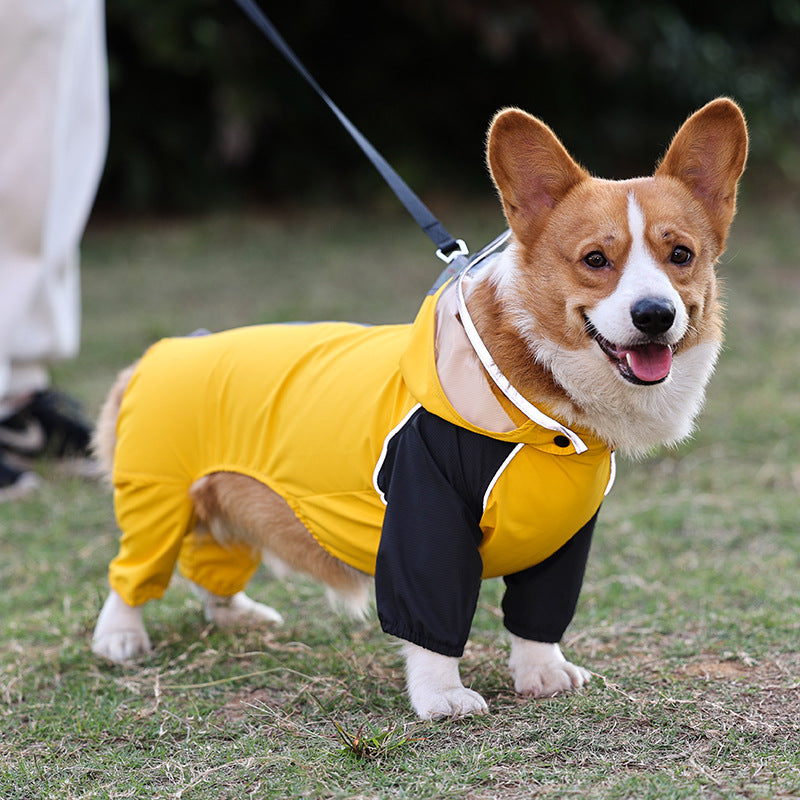 HKM-0327101 Waterproof Dog Poncho - All-Weather Pet Raincoat in Blue, Yellow, Green (Sizes M to 3XL)