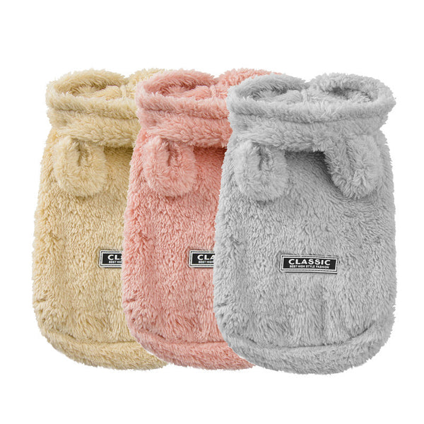 HKM-0327357 Cotton Cartoon Bear Ear Coat for Pets - Double-Sided Velvet Fabric