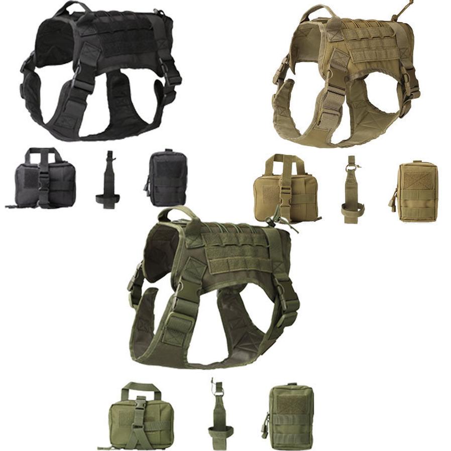 HKM-032787 Tactical Dog Vest with Leash and Rescue Bags - Outdoor Training Accessory Kit