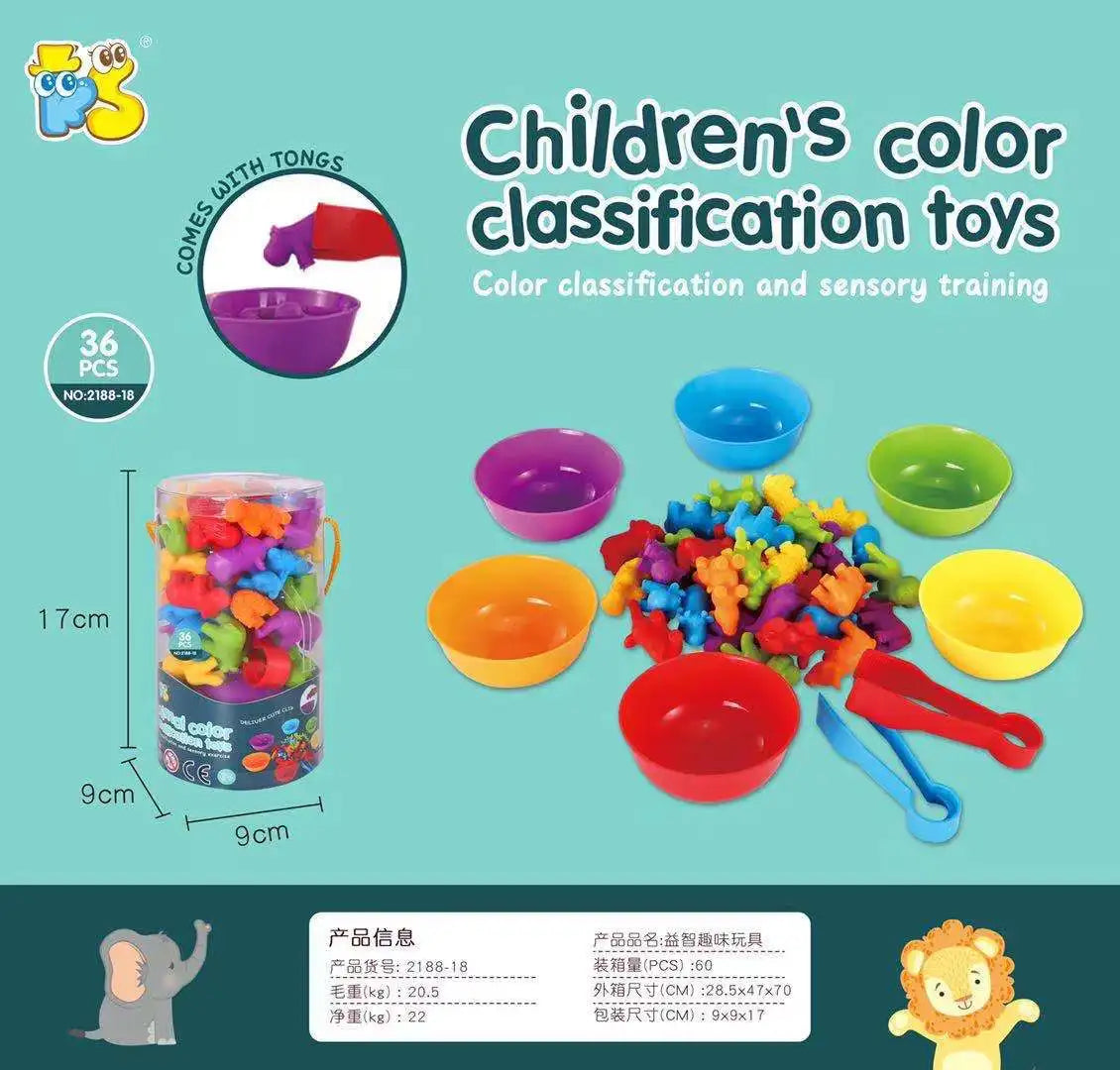 HKM-032851 Montessori Soft Rubber Dinosaur Counting and Colour Classification Toy for Kids