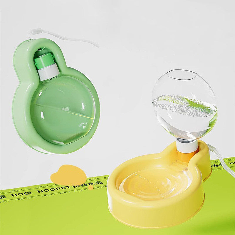 HKM-0328765 Folding Outdoor Dog Water Cup Fountain - 500ml in Wood Leaf Green and Camellia Yellow