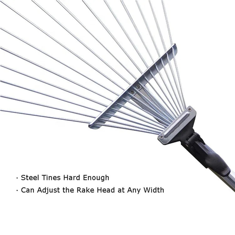 HKM-032915 Folding Metal Leaf and Roof Rake for Effective Lawn and Garden Maintenance