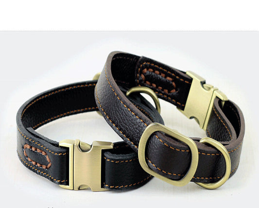 HKM-0330685 Small and Medium Leather Dog Collar in Brown and Black