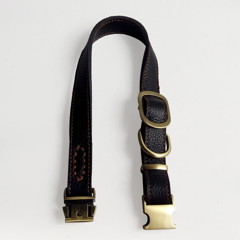 HKM-0330685 Small and Medium Leather Dog Collar in Brown and Black