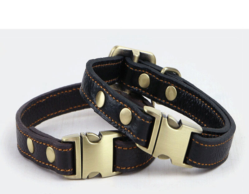 HKM-0330685 Small and Medium Leather Dog Collar in Brown and Black