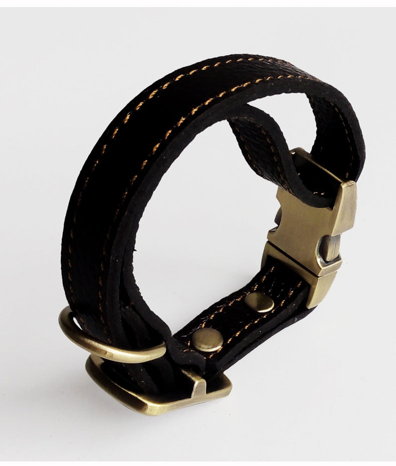 HKM-0330685 Small and Medium Leather Dog Collar in Brown and Black