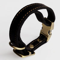 HKM-0330685 Small and Medium Leather Dog Collar in Brown and Black