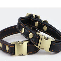 HKM-0330685 Small and Medium Leather Dog Collar in Brown and Black