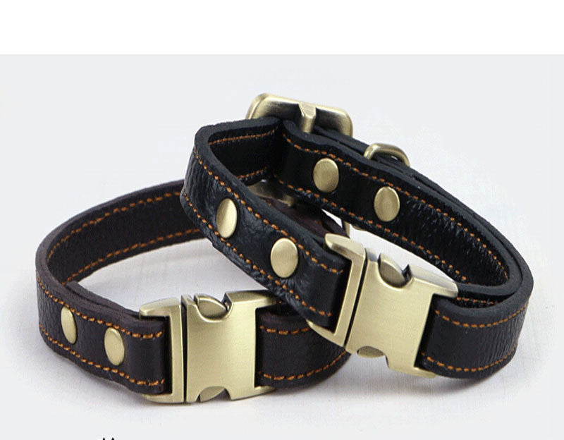 HKM-0330685 Small and Medium Leather Dog Collar in Brown and Black