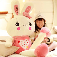 HKM-033171 Super Soft Cotton Bunny Plush Doll Toy - Embroidered Weighted Rabbit Stuffed Animal for Birthdays
